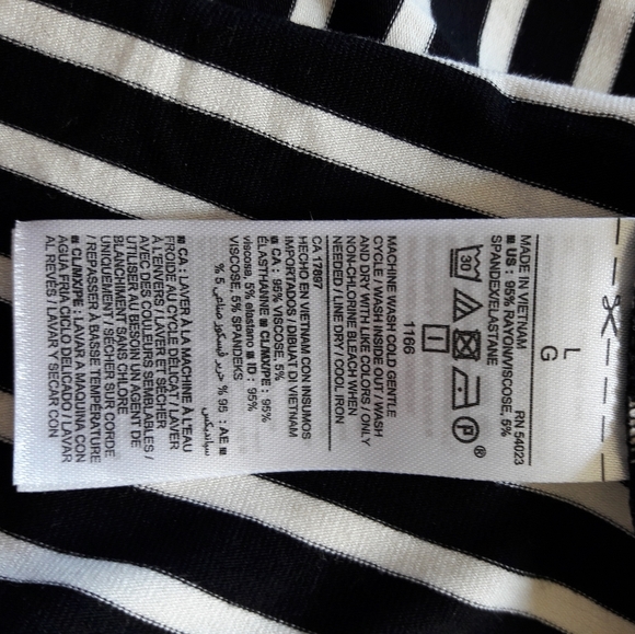 EUC Black & White Stripe Swing Dress Sz L - Picture 6 of 7